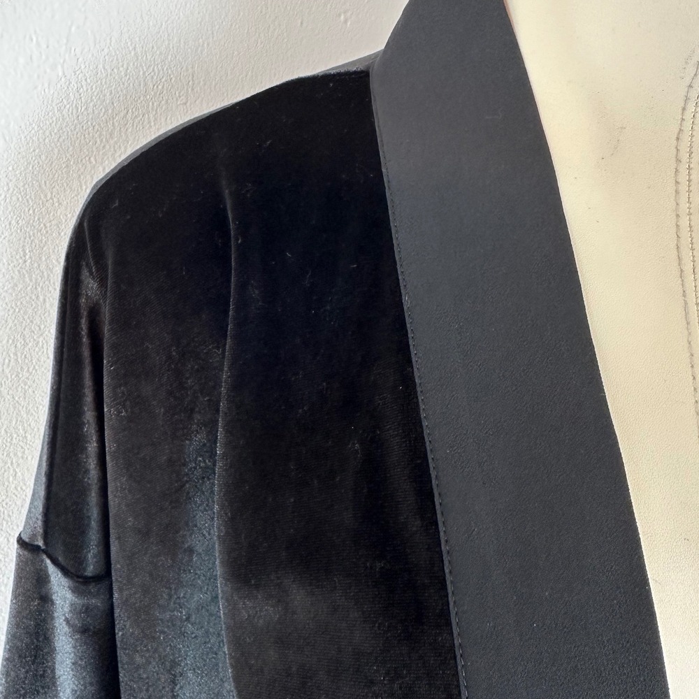 ANN TAYLOR Black Velvet Open Front Kimono Cardigan NWT | M/L - Picture 3 of 12